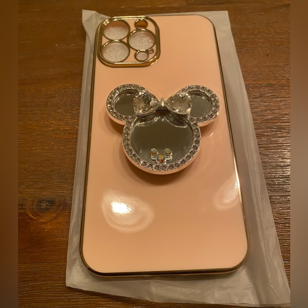 Make Up Minnie Mirror Holder Phone Case for IPhone 13 Pro Max